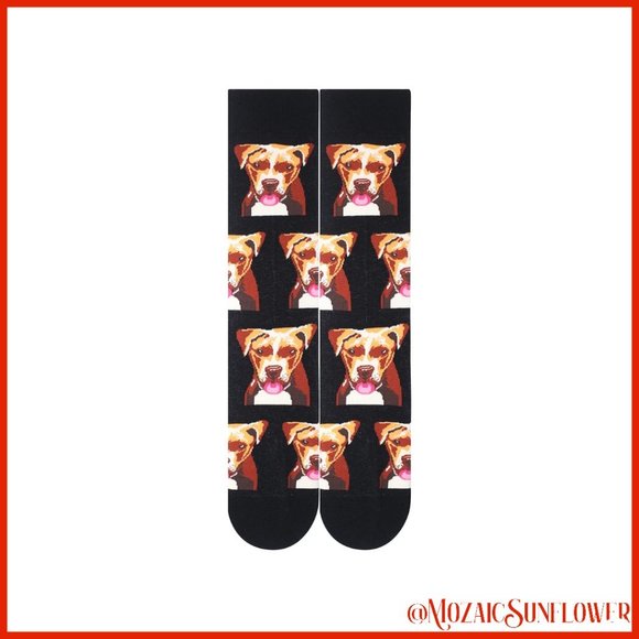 Staffordshire Terrier American Pitt Bull Terrier Black Dress Socks Unisex NWT - Picture 3 of 3